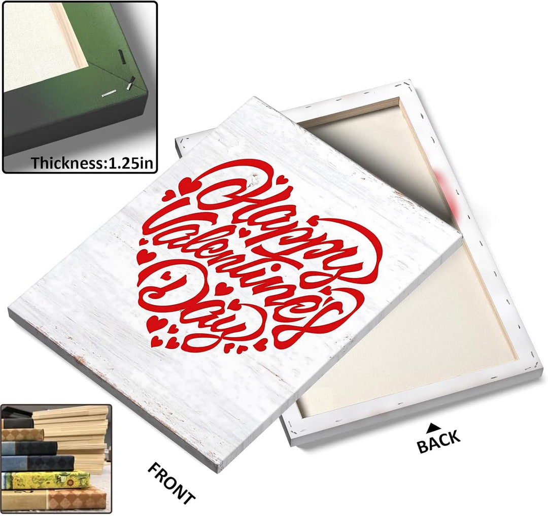 Vintage Print Art Heart-Shaped Happy Valentine's Day Design - Romantic Love