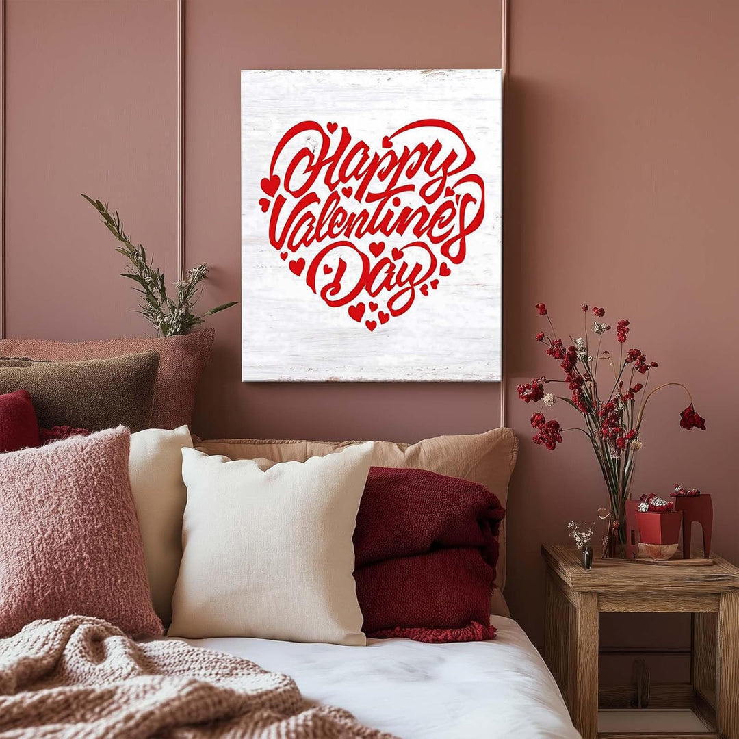 Vintage Print Art Heart-Shaped Happy Valentine's Day Design - Romantic Love