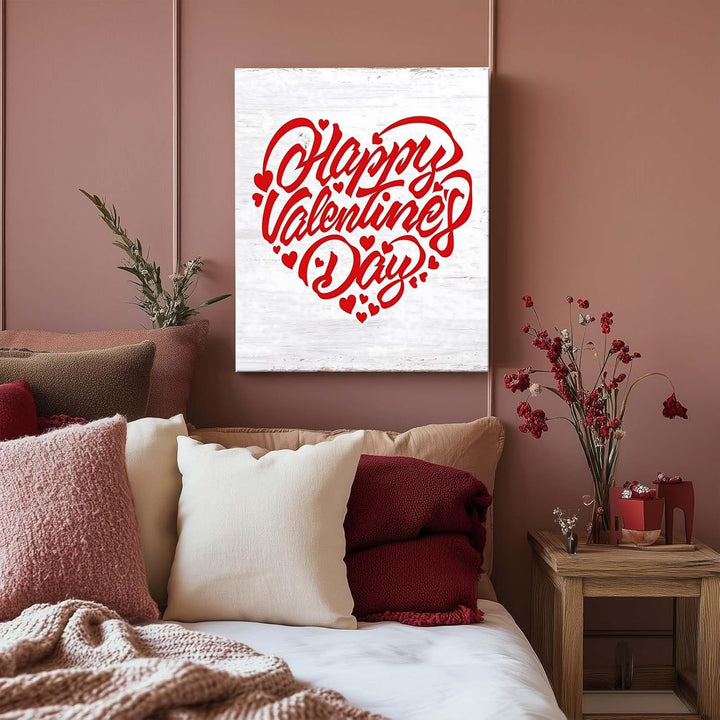 Vintage Print Art Heart-Shaped Happy Valentine's Day Design - Romantic Love