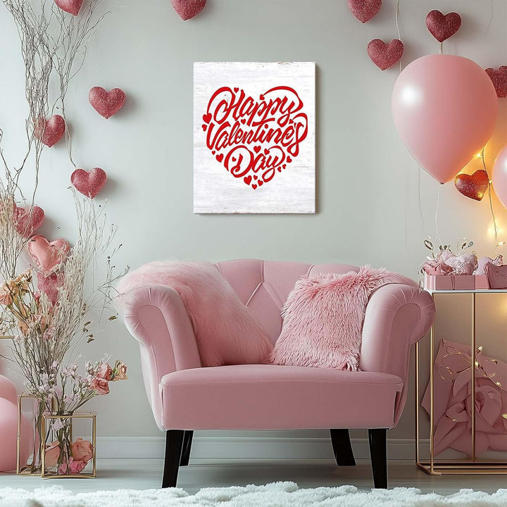 Vintage Print Art Heart-Shaped Happy Valentine's Day Design - Romantic Love