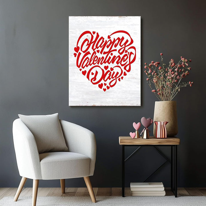 Vintage Print Art Heart-Shaped Happy Valentine's Day Design - Romantic Love