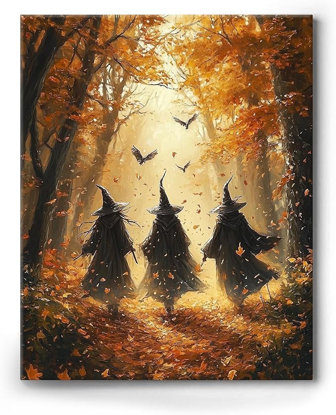 Witches Walking Through the Autumn Forest / 8"L x 10"W