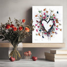 Heart-Shaped Butterfly Tree Vinatge Pictures Print Design