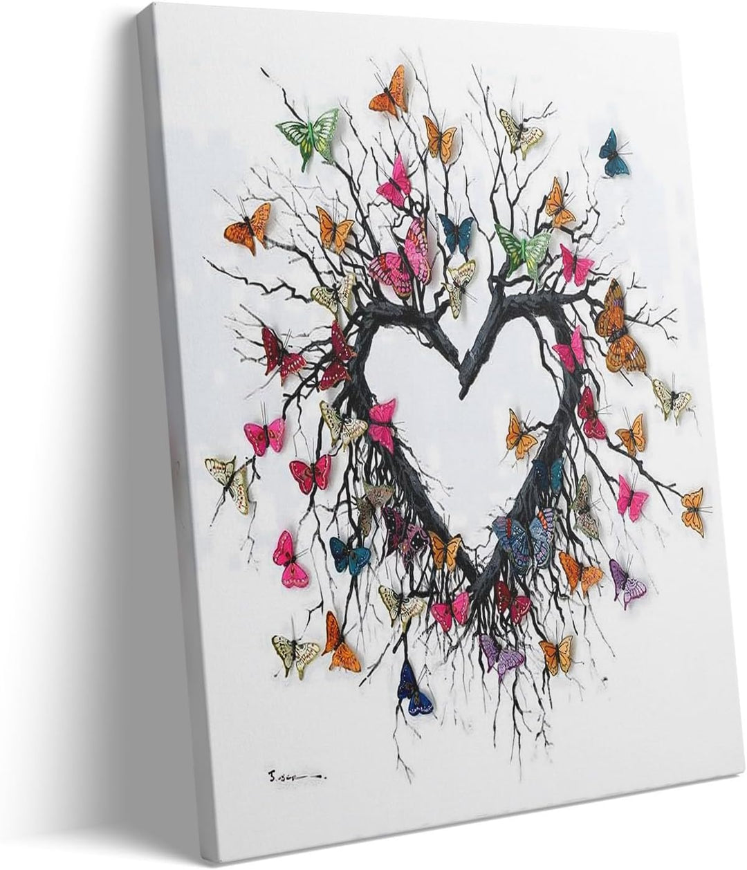 Heart-Shaped Butterfly Tree Vinatge Pictures Print Design
