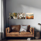 Autumn Mountain Forest Watercolor Landscape Wall Art