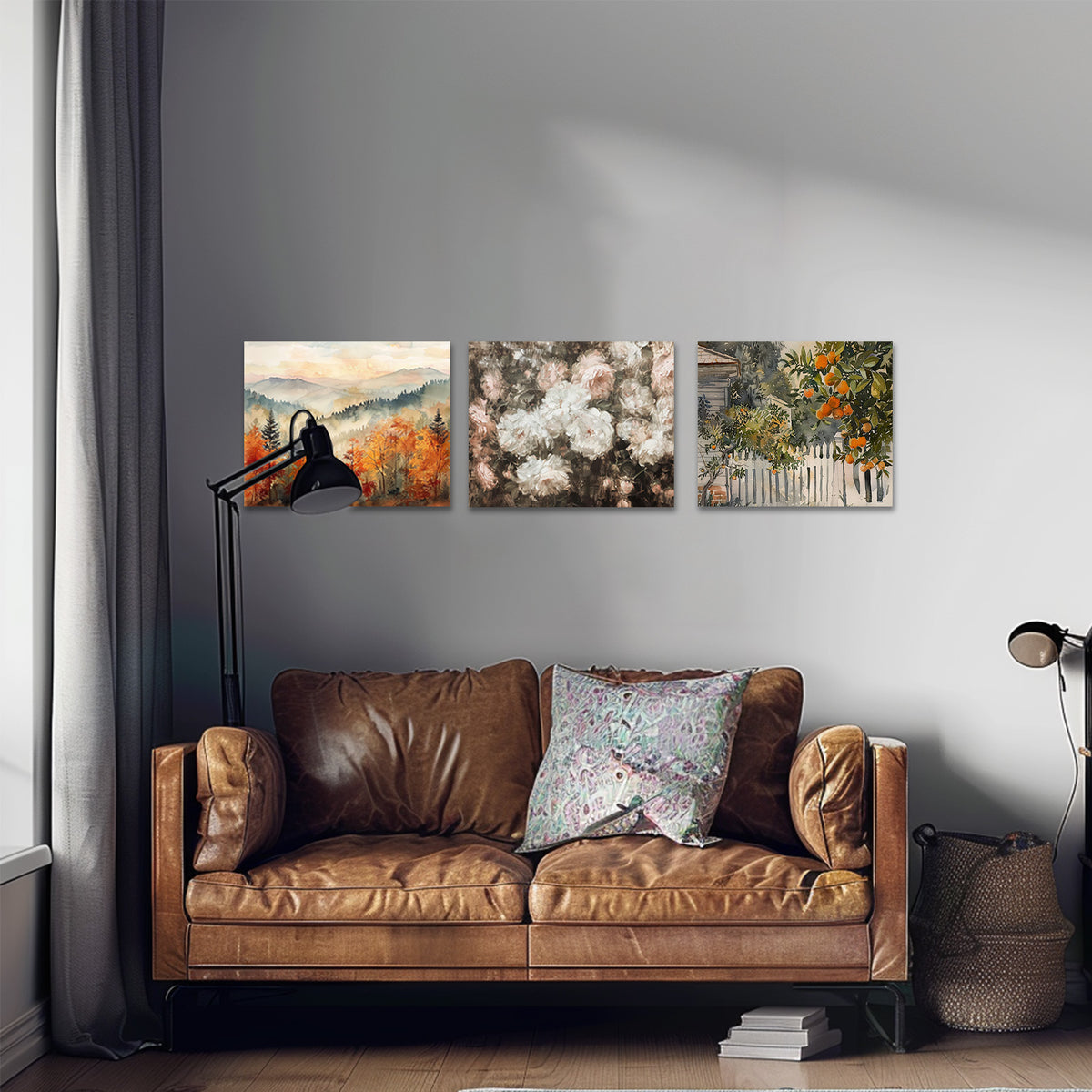 Citrus Garden Fence Watercolor Canvas Wall Art