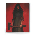 Female Horror Villain with Axe Dark Gothic Horror Portrait Painting Halloween Wall Art
