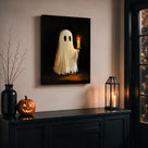 Haunted Ghost Halloween Canvas Wall Art, Spooky Gothic Decor for Living Room, Bedroom and Entryway