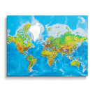 Classic Blue World Map Canvas Wall Art