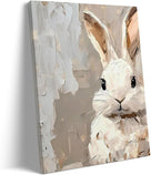 Framed Easter Canvas Wall Art, Vibrant Bunny Canvas Print Poster, Fresh Easter Bunny Painting Stylish Artwork Decoration Pictures Wall Decor for Kitchen Dorm Bedroom Living Room