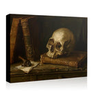 Gothic Skull and Antique Books Still Life Canvas Wall Art