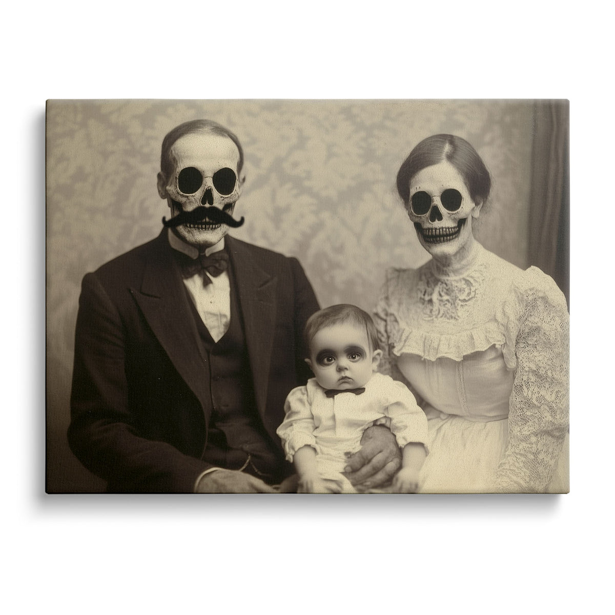 Skeleton Family Portrait Vintage Gothic Family Portrait Painting Wall Art