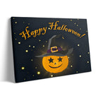 Happy Halloween Pumpkin Witch Canvas Wall Art
