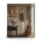 Vintage Violin and Gallery Moody Classical Interior Still Life Painting Wall Art