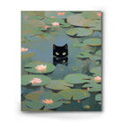 Black Cat Water Lily Wall Art
