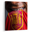 Spain Soccer Crest Kiss Canvas Wall Art – Red and Gold Team Pride Print