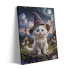 Cute Witch Cat Halloween Canvas Wall Art