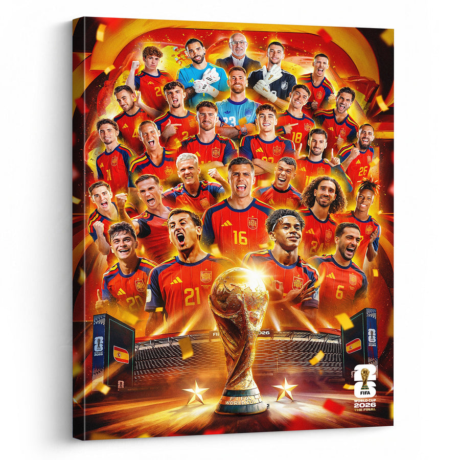 Spain Soccer Champions Canvas Wall Art – Team Celebration Collage Print