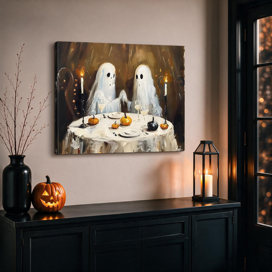 Little Ghosts Celebrate Halloween at Home Wall Art