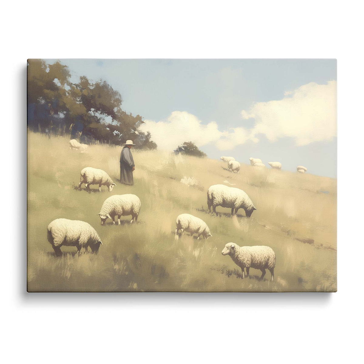 Shepherd and Sheep Pasture Wall Art