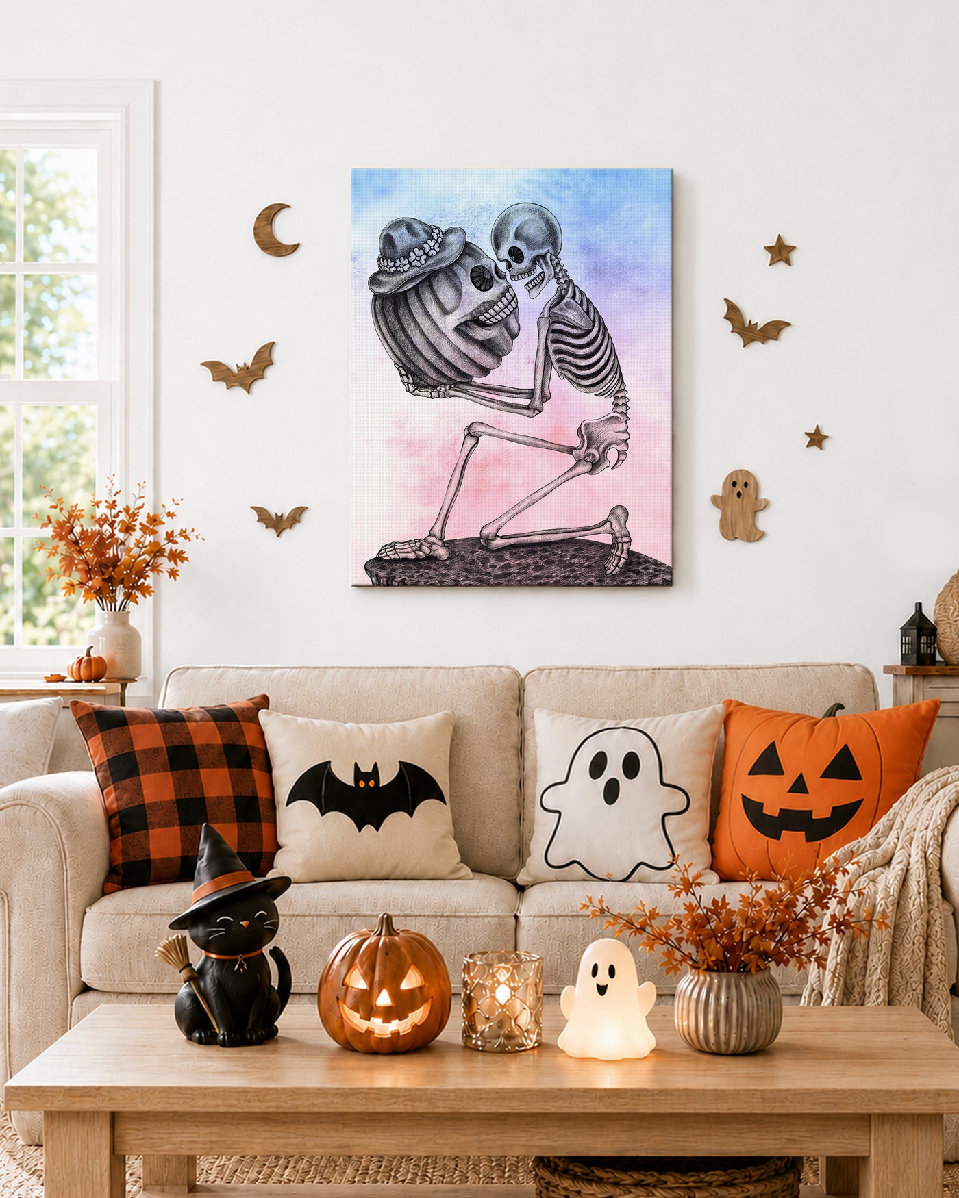 Couple pumpkin Halloween Canvas Wall Art