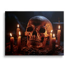 Skull and Candle Dark Gothic Horror Still Life Painting Halloween Wall Art