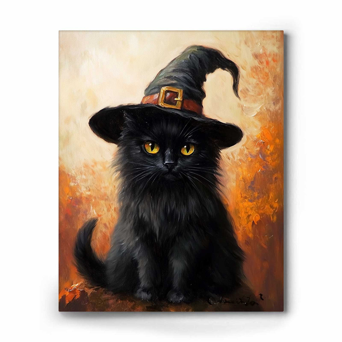 Witch Hat Black Cat Halloween Wall Art