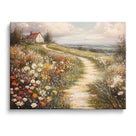 Wildflower Cottage Path Impressionist Countryside Landscape Painting Wall Art