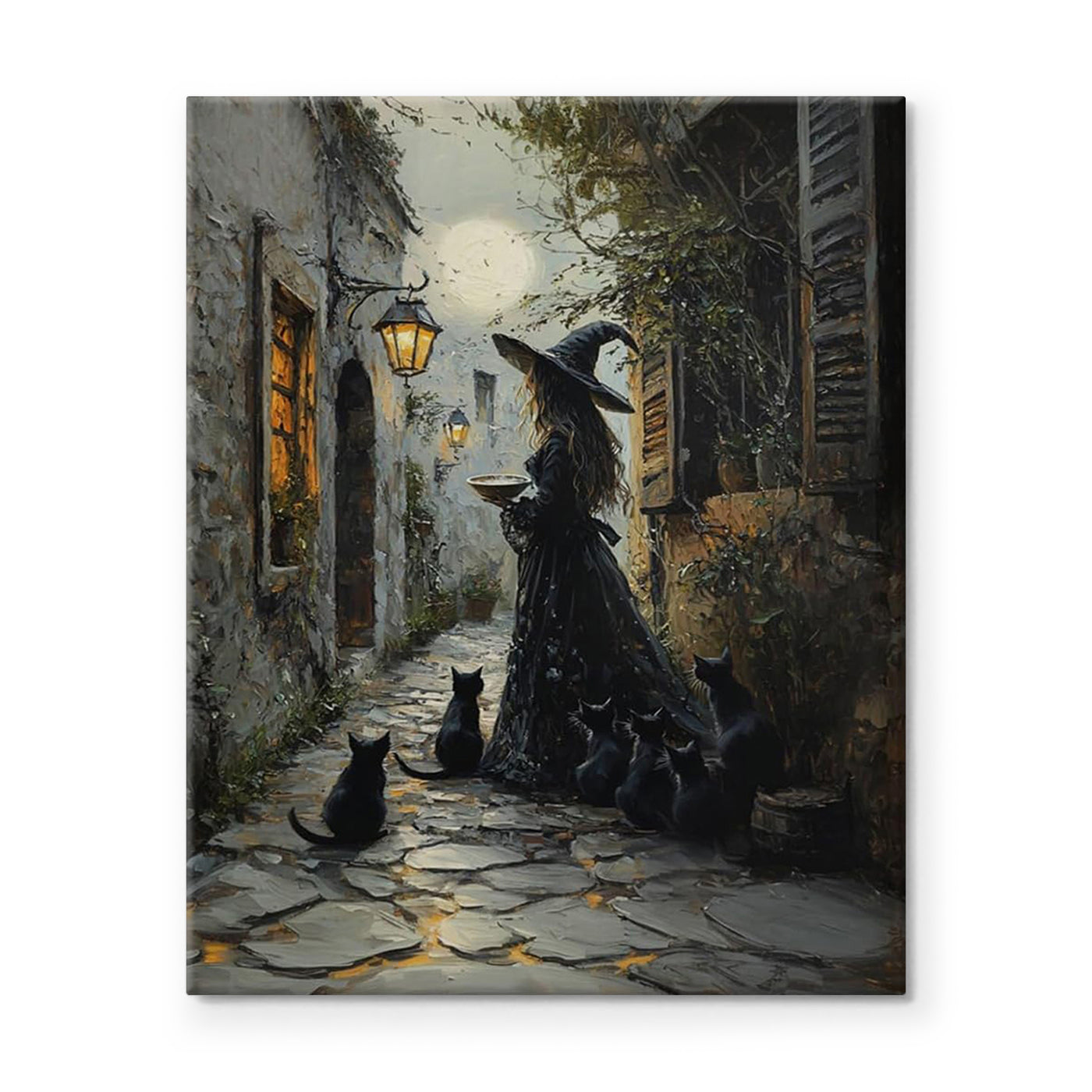 Witch’s Midnight Cat Parade Halloween Canvas Wall Art