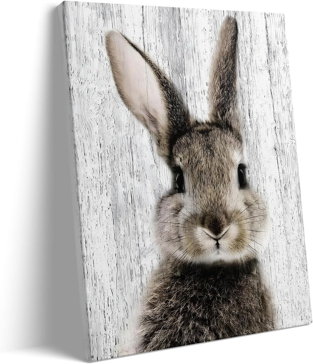 Easter Framed Canvas Wall Art Living Room Decor Rustic Bunny Poster Lovable Rabbit Front Portrait Painting Modern Artwork for Bedroom Dorm Home Office Holiday Wall Decoration