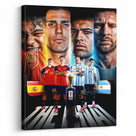 Spain vs Argentina Face-Off Canvas Wall Art – Soccer Final Player Collage