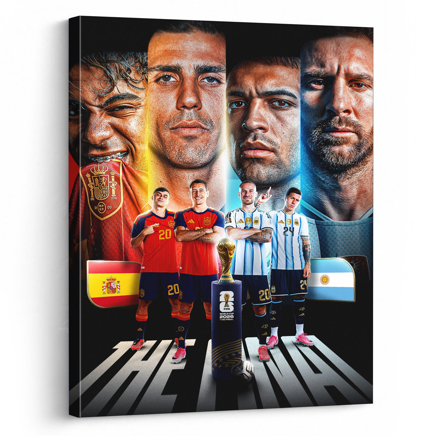 Spain vs Argentina Face-Off Canvas Wall Art – Soccer Final Player Collage
