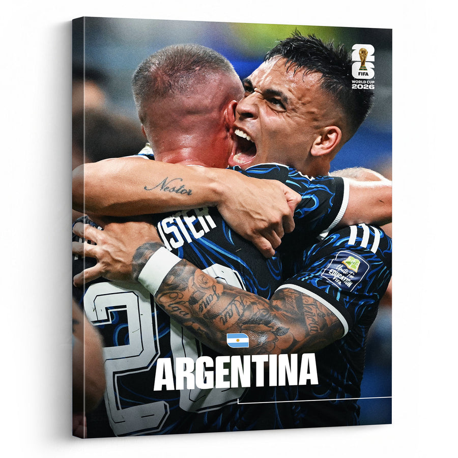 Argentina Soccer Team Celebration Canvas Wall Art – Emotional Match Moment Print