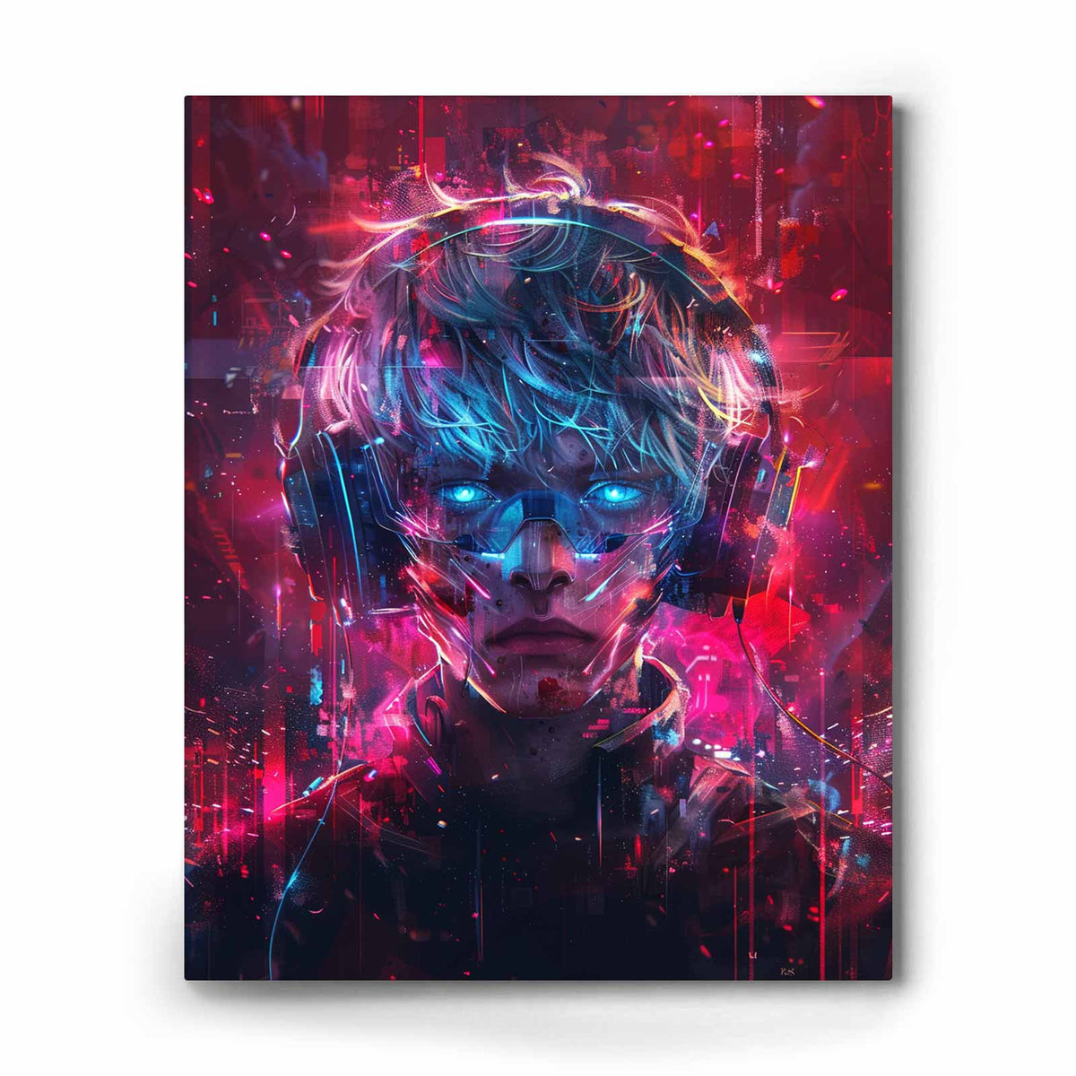 Neon Cyber Soundscape Canvas Wall Art