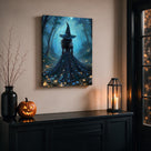 Witch Silhouette Halloween Canvas Wall Art, Magical Gothic Decor