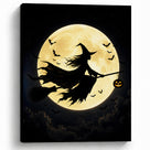 Witch Silhouette Halloween Canvas Wall Art, Magical Gothic Decor