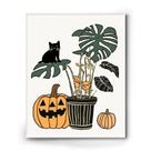 Halloween Black Cats, Ghosts and Pumpkins Illustration Wall Art