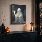 Haunted Ghost Halloween Canvas Wall Art, Spooky Gothic Decor for Living Room, Bedroom and Entryway