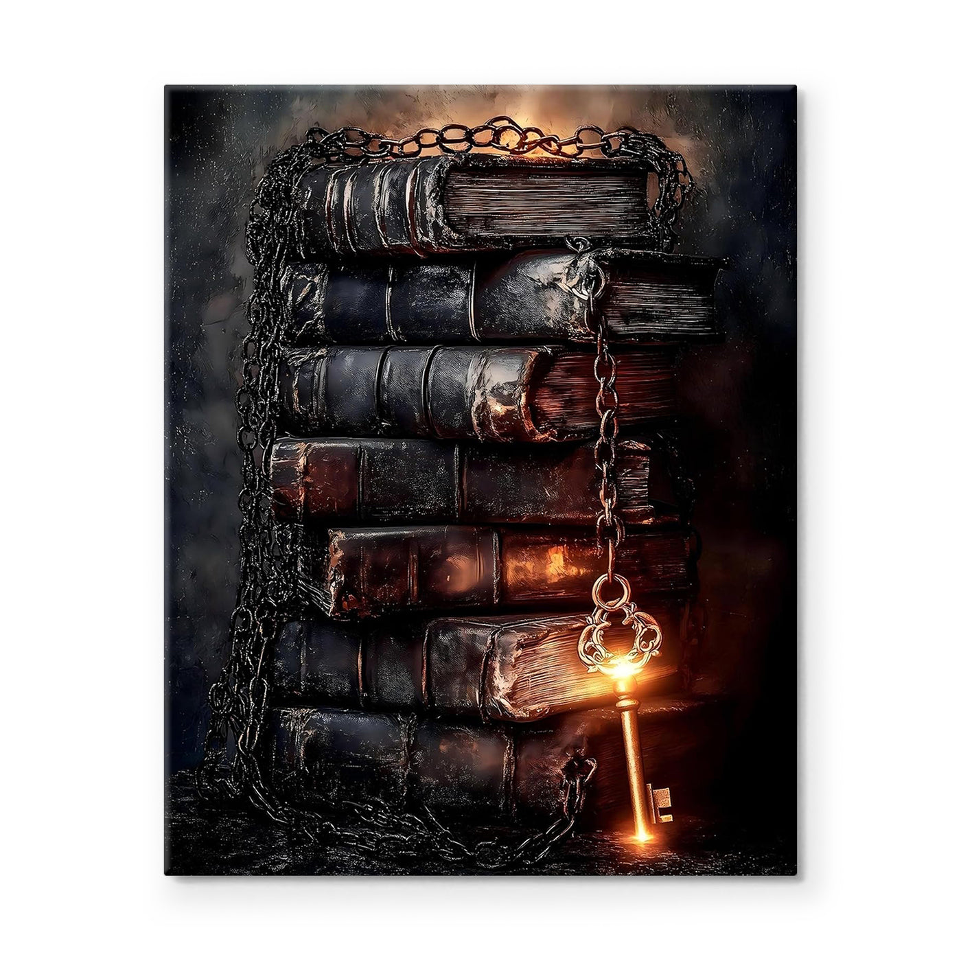 Gothic Spellbooks and Magic Key Halloween Canvas Wall Art