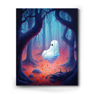 Cute Ghost on a Swing in an Enchanted Forest Illustration Halloween Wall Art