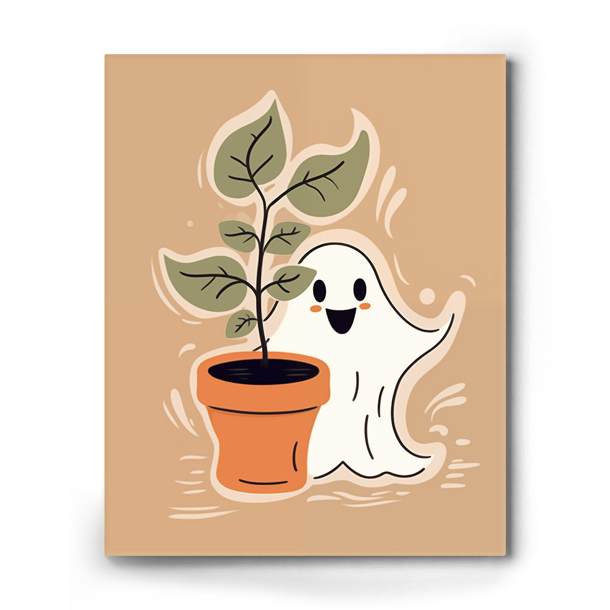Halloween Black Cats, Ghosts and Pumpkins Illustration Wall Art