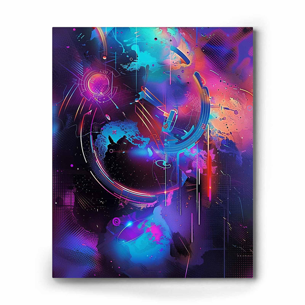 Neon Cyber Soundscape Canvas Wall Art