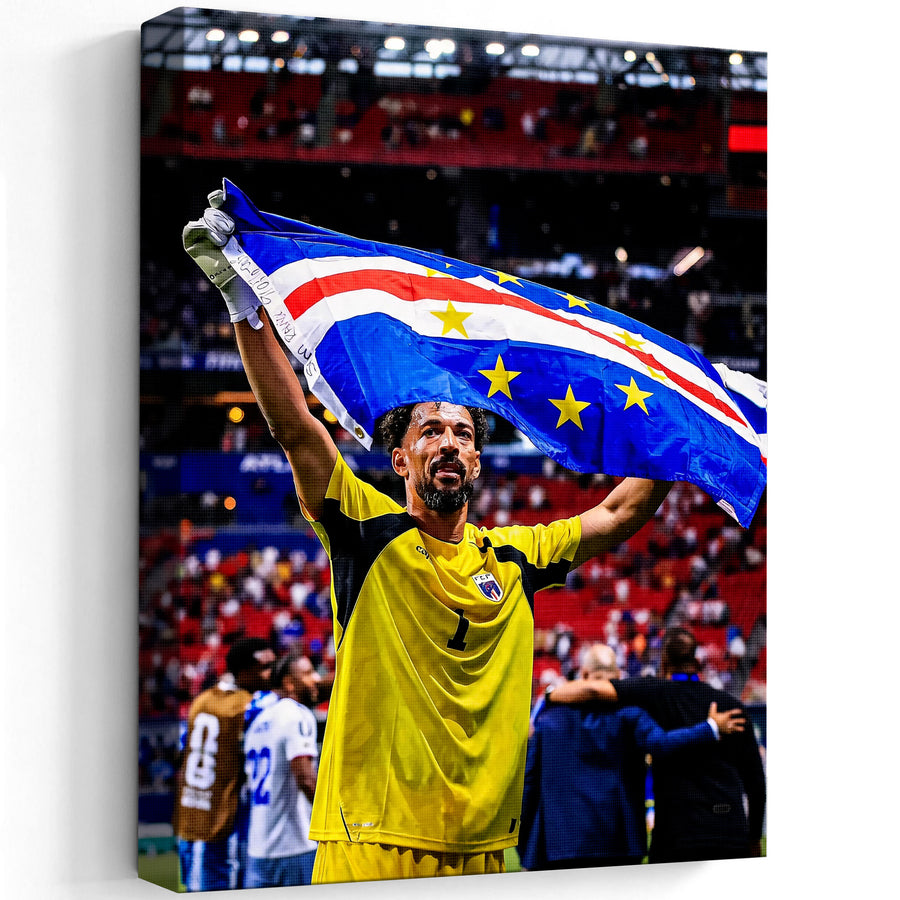 Cape Verde Goalkeeper Flag Canvas Wall Art – Soccer Stadium Print