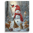 Snowman Christmas Canvas Wall Art, Cozy Winter Holiday Decor for Home