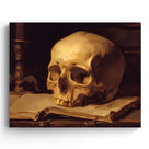 Dark Academia Skull Still Life Painting and Book Wall Art