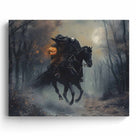 Moonlit Headless Horseman Halloween Canvas Wall Art