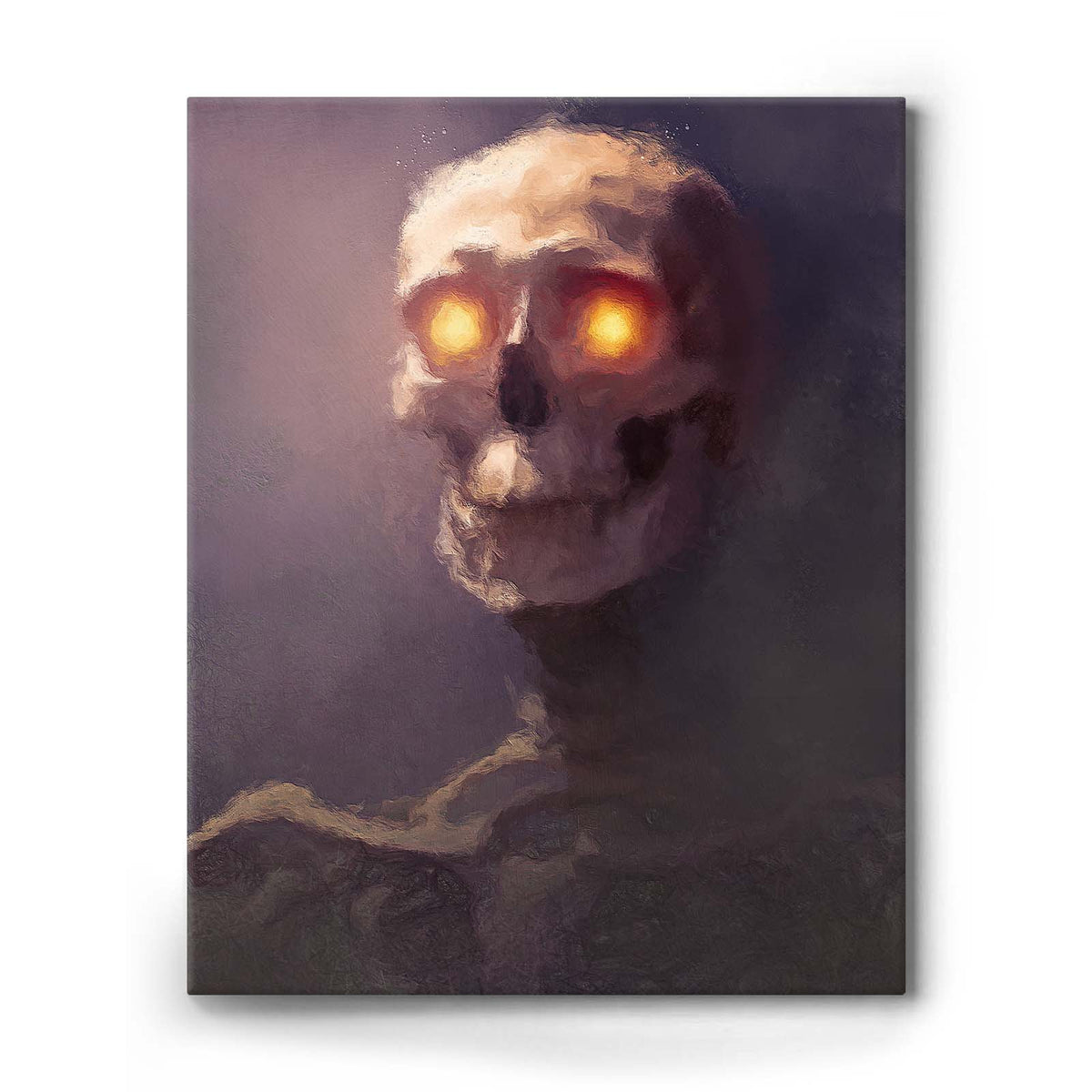 Dark Gothic Glowing Skull Horror Painting Eyes Skull Wall Art