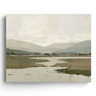 Misty Mountain Lake Minimalist Soft-Tone Landscape Painting Wall Art