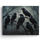 Raven Gathering Halloween Canvas Wall Art