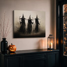 Witch Walking Through the Meadow Halloween Canvas Wall Art
